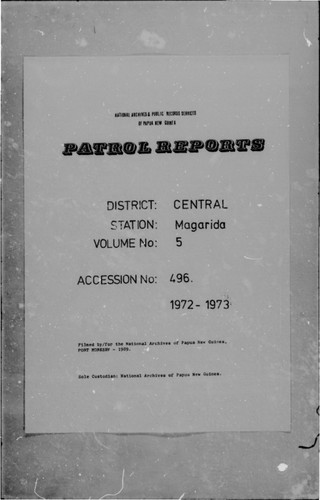 Patrol Reports. Central District, Magarida, 1972-1973