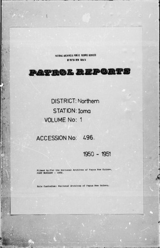 Patrol Reports. Northern District, Ioma, 1950 - 1951