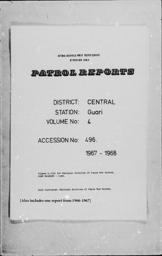 Patrol Reports. Central District, Guari, 1966-1968