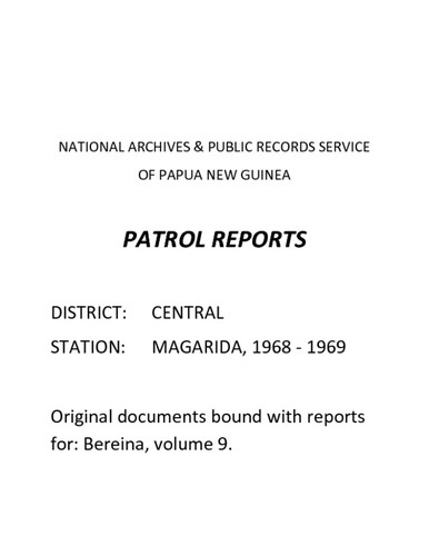 Patrol Reports. Central District, Magarida, 1968-1969