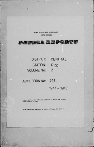 Patrol Reports. Central District, Rigo, 1944-1948