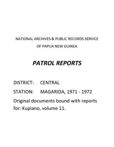 Patrol Reports. Central District, Magarida, 1971-1972