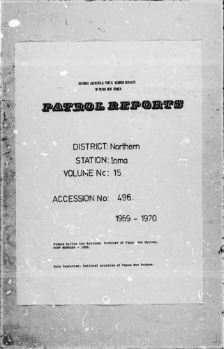 Patrol Reports. Northern District, Ioma, 1969 - 1970