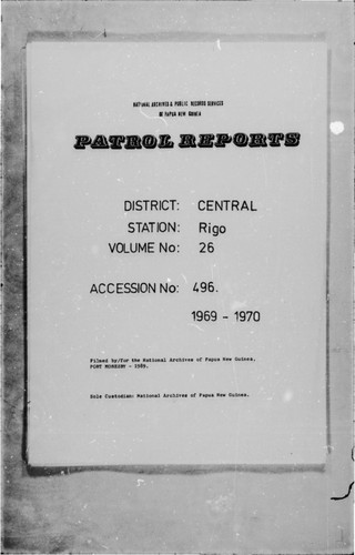 Patrol Reports. Central District, Rigo, 1969-1970