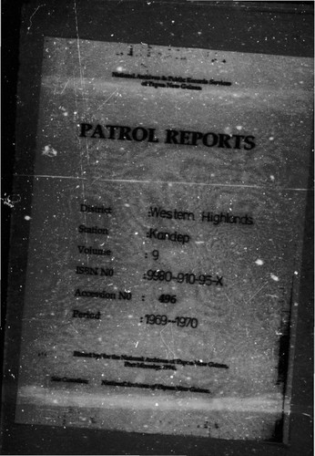 Patrol Reports. Western Highlands District, Kandep, 1969 - 1970