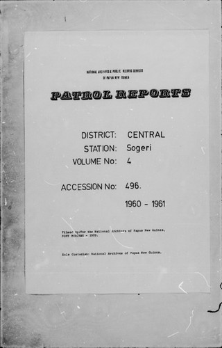 Patrol Reports. Central District, Sogeri, 1960-1961