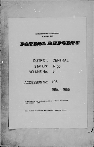 Patrol Reports. Central District, Rigo, 1954-1956