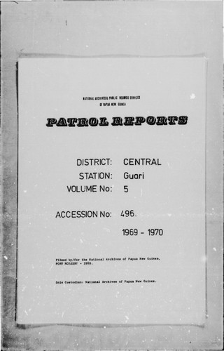 Patrol Reports. Central District, Guari, 1969-1970