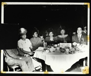 6 unidentified COGIC people at a banquet, Chicago, 1961