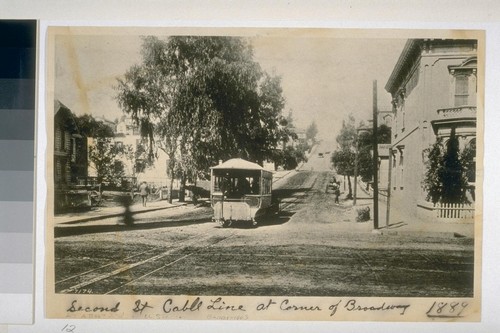 Second Street Cable Line at corner of Broadway 1889 C.C. Pierce No. 7174