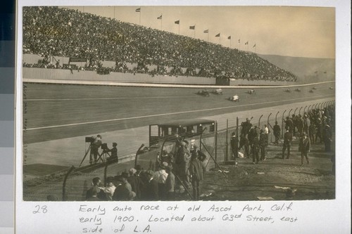 [Auto race, probably at Culver City Motor Speedway in the 1920s]