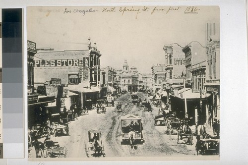Los Angeles North Spring Street from First 1886 C.C. Pierce No. 6332