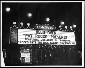 Pat Rocco Presents' marquee