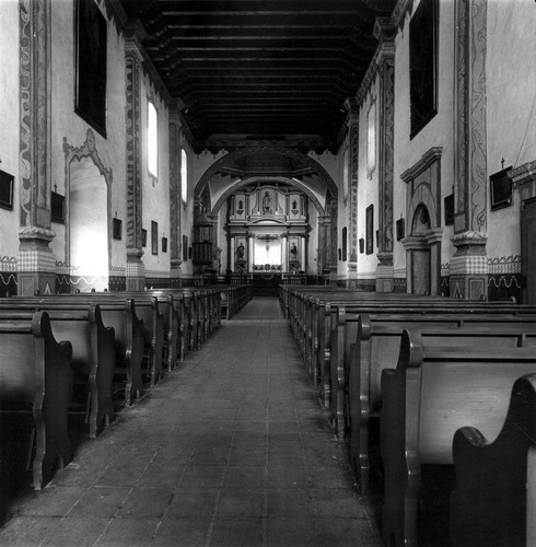 Mission interior at Mission San Luis Rey in San Diego County, CA