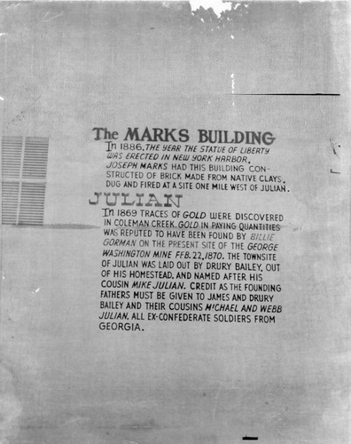 The Marks Building sign in Julian, CA