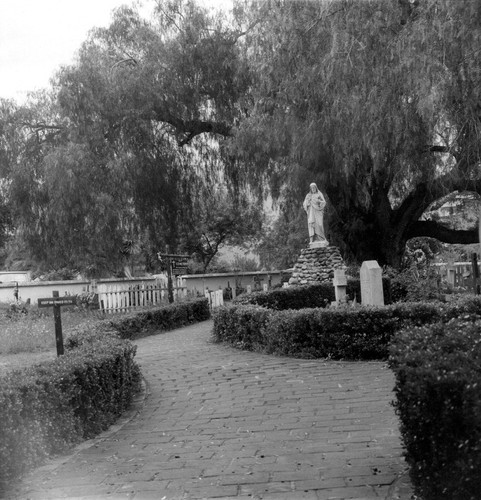 Garden and cemetery at Mission San Luis Rey in San Diego County, CA