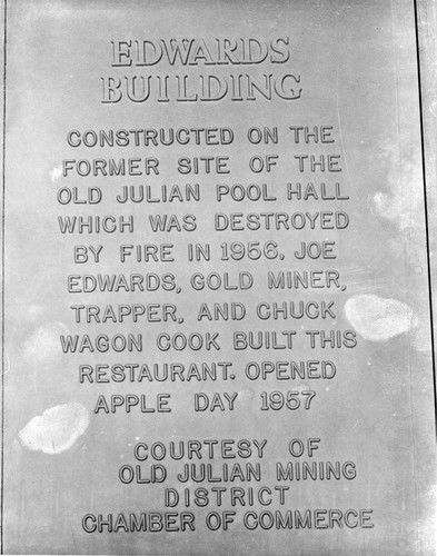 Edwards Building sign in Julian, CA