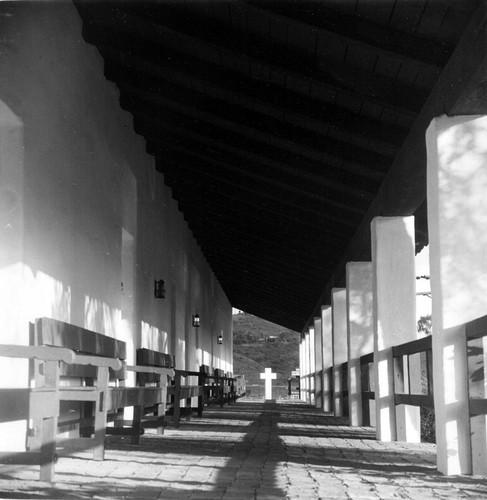 Front arcade at Mission San Diego De Alcala in San Diego County, CA