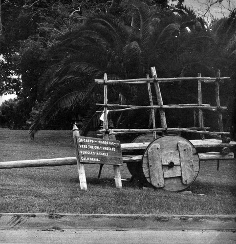 Ox cart at Mission San Luis Rey in San Diego County, CA