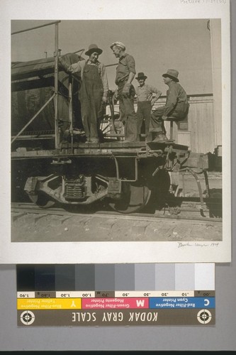 Group on railway car