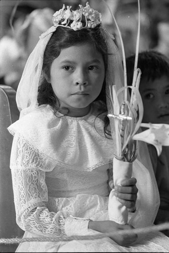 A young girl receiving first communion, San Salvador, 1982