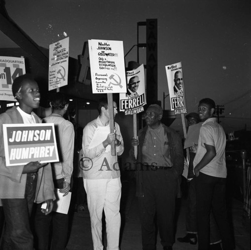 Campaign signs, Los Angeles, 1964