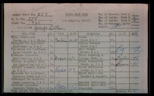 WPA block face card for household census (block 761) in Los Angeles