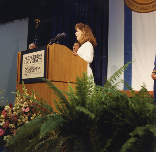 A student at the podium