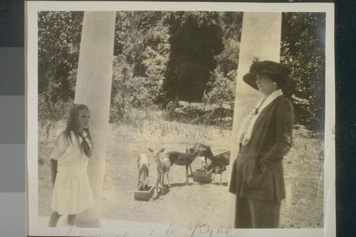 [Girl and] Mrs. Kyne, with deer