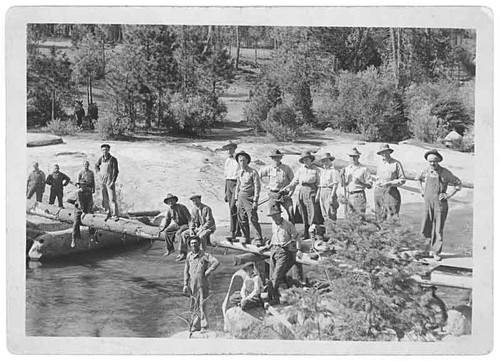 Building of the "Indian Bridge" at Wawona