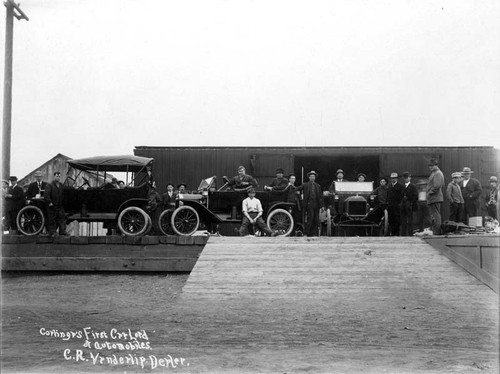 Model T's arriving in Coalinga