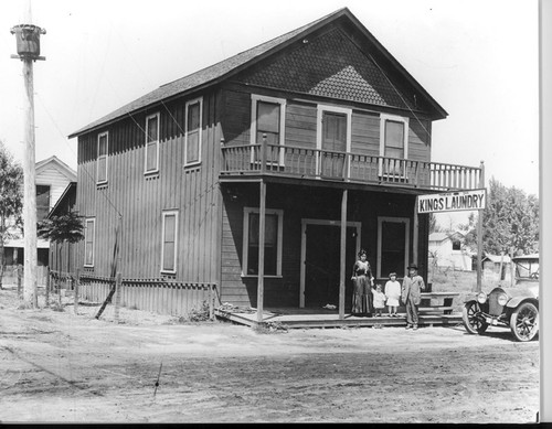 Tagawa Family in Front of Their Laundry in Hanford