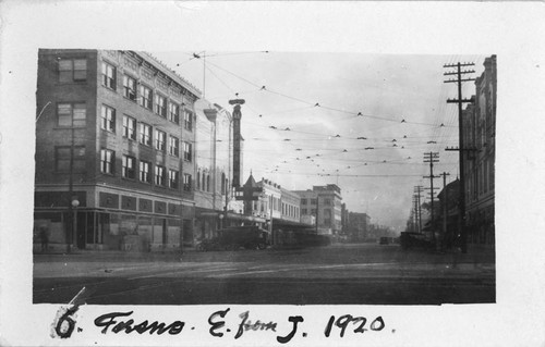 Fresno Street east from J Street 1920 Fresno California