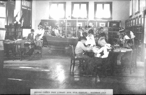 Madera County Free Library book Week display Nov 1929