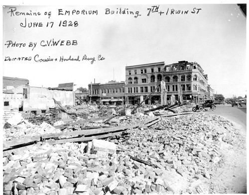 Remains of Emporium Building at 7th and Irwin in Hanford