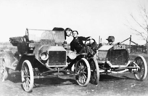 Early models Buick and Ford automobiles