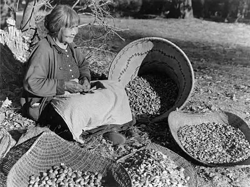 Maggie Howard (Tabuce) preparing acorns