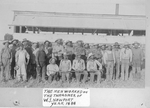 Threshing crew on Newport Ranch