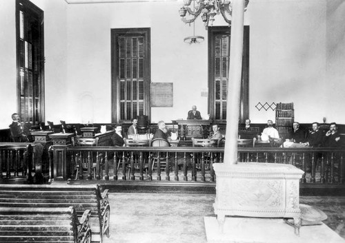 Courtroom, Tulare County Courthouse, 1900