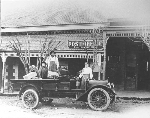 Coulterville post office and mail truck