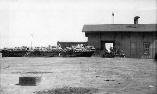 Grain waiting for shipment at Mouren's warehouse