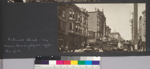 Fillmore Street, the main thoroughfare after the fire. [Clipping from unidentified source.]