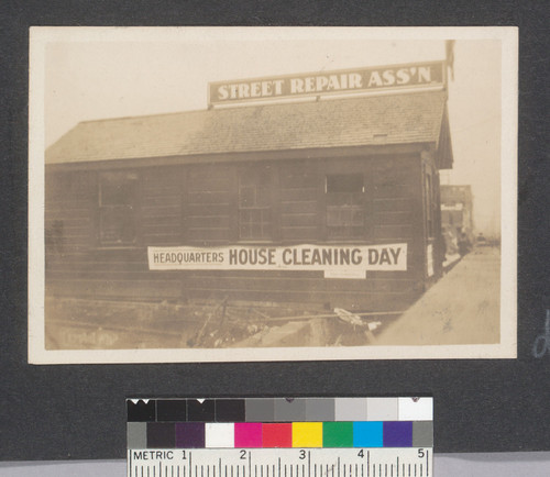 [Street Repair Association building. Headquarters of House Cleaning Day, March 3, 1907. Photographic print.]