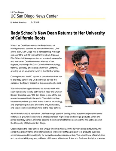 Rady School’s New Dean Returns to Her University of California Roots