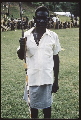 Portrait of male dancer with spear