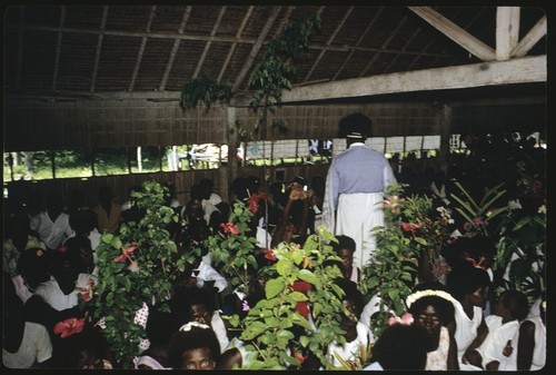 Silas Eto, Holy Mama, leader of the Christian Felowship Church, in church with Christian Felowship Church members