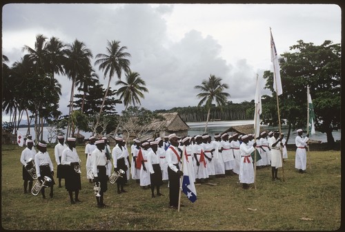 Christian Felowship Church members with flags and music