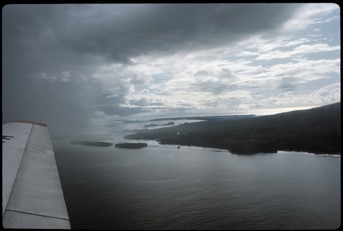 Aerial view of island from airplane