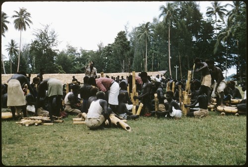 Musicians with bamboo instruments