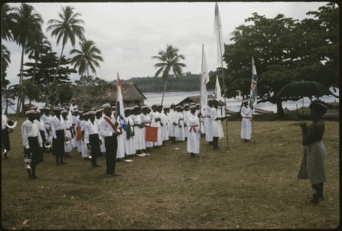 Christian Felowship Church members with flags and music